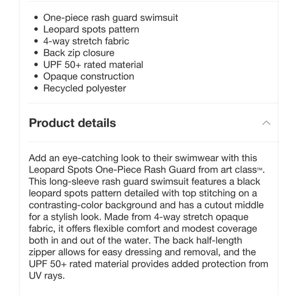 Girls' Leopard Spots One Piece Rash Guard - Picture 4 of 5